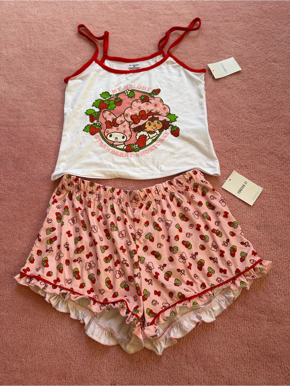 Sanrio My Melody Pink White Strawberry Shortcake Pajama Set
